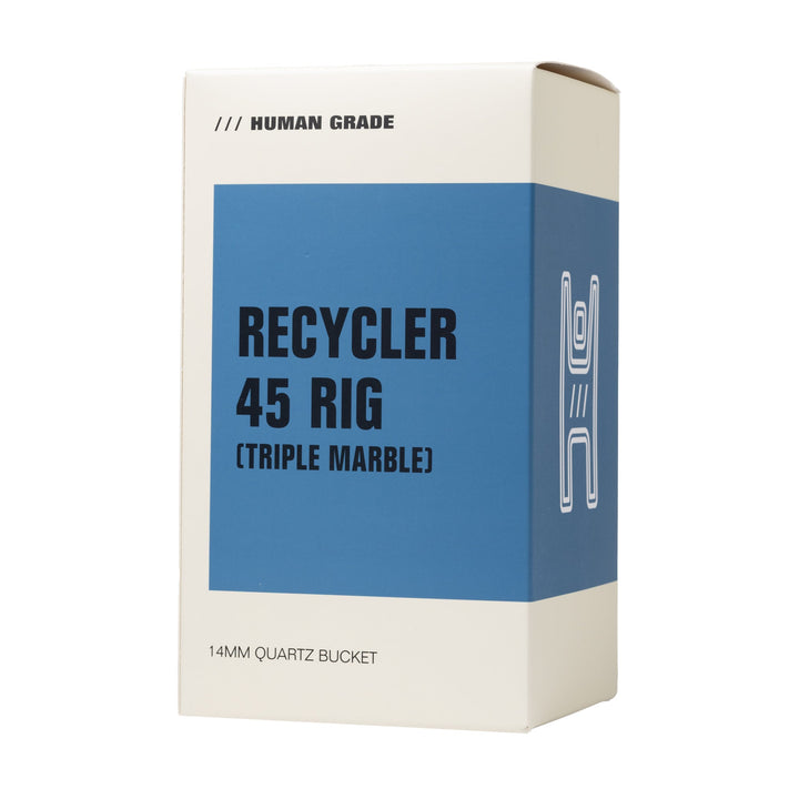 Human Grade 7.5" Recycler 45 (Triple Marble) Glass Rig Water Pipe