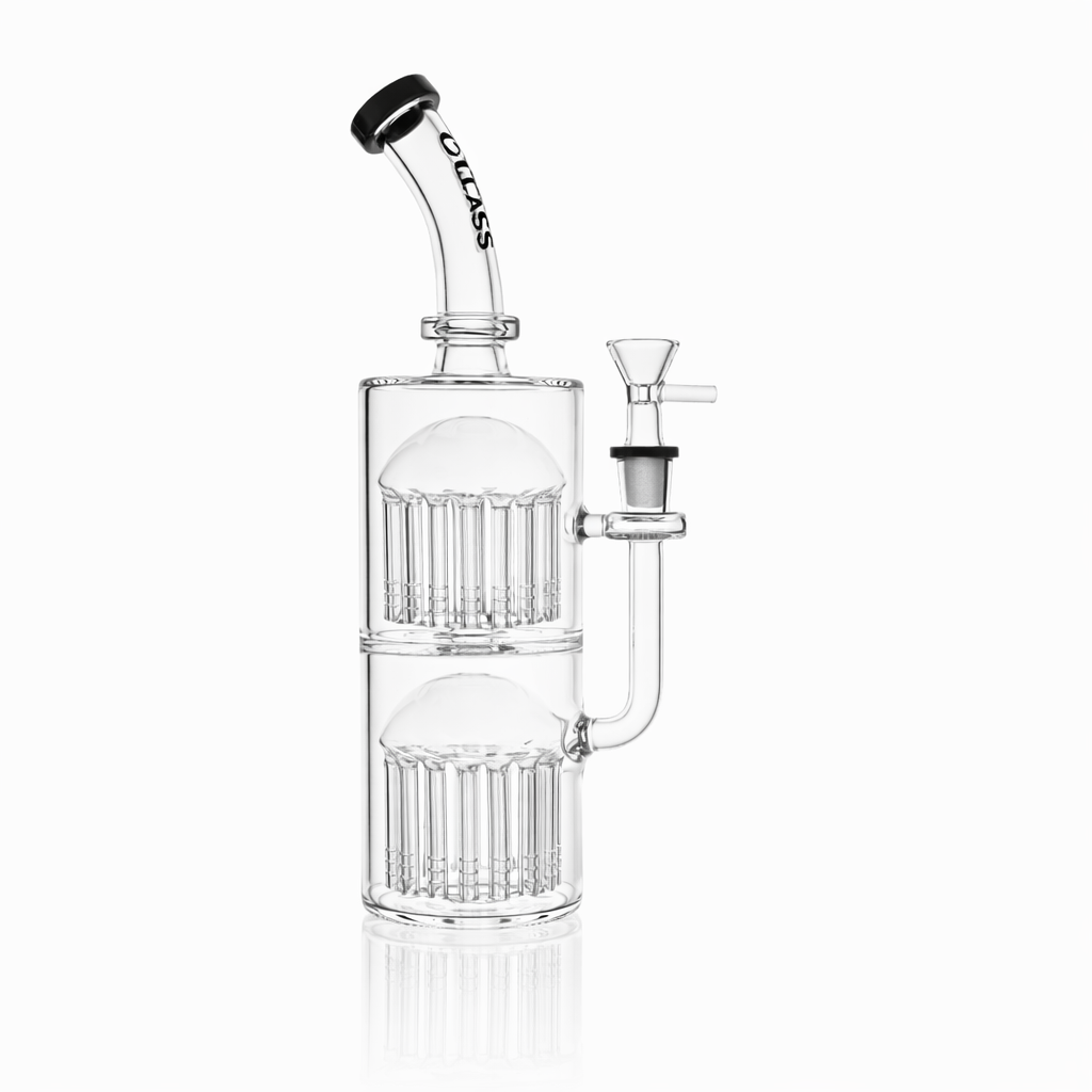 11" Double Tree Perc Scientific Glass Bong | Croia Glass - view 4 | BDDbrands