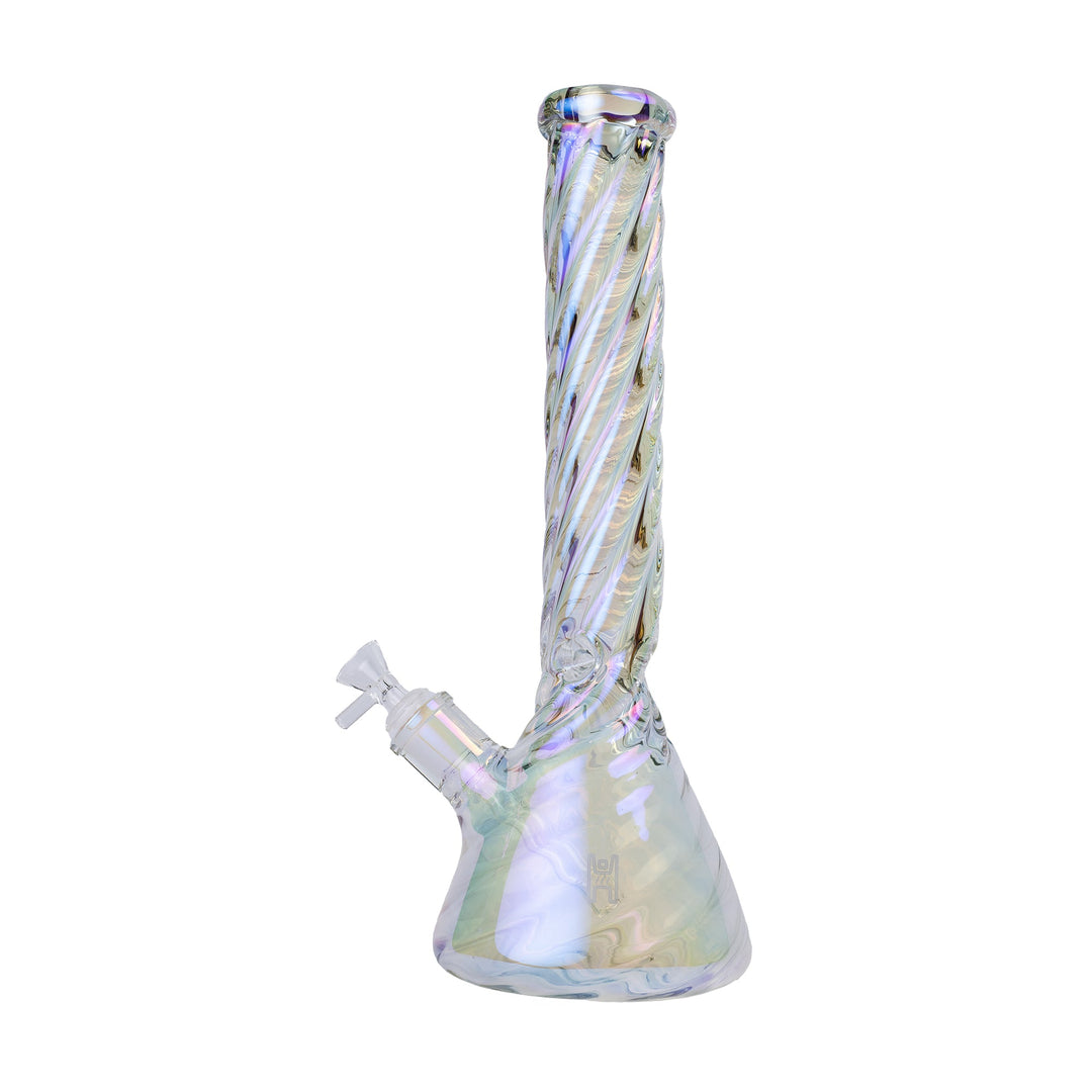 Human Grade Twisted Iridescent Beaker Water Pipe - view 3 | BDDbrands