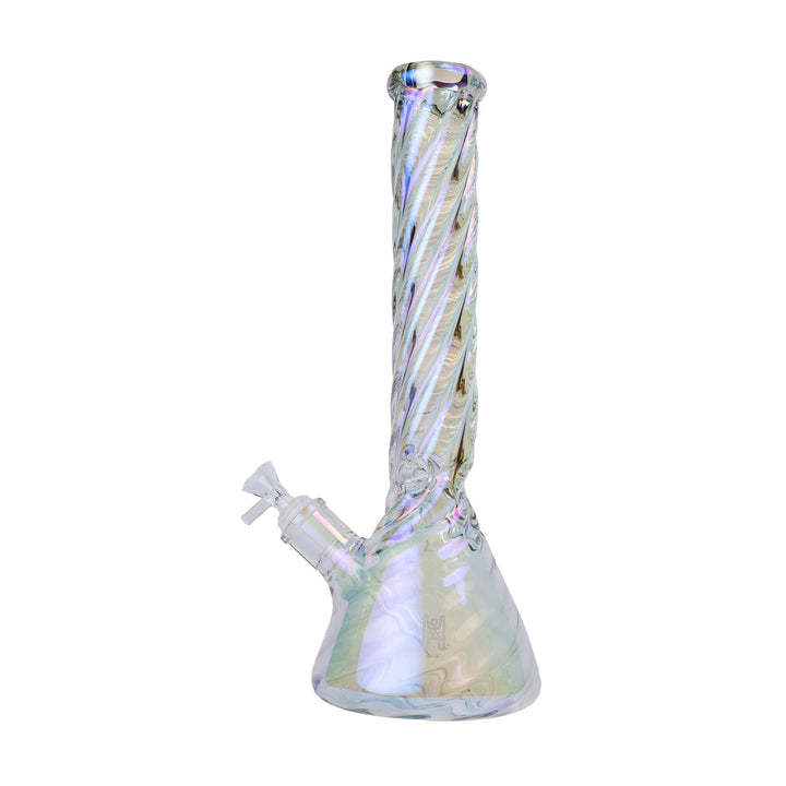 Human Grade Twisted Iridescent Beaker Water Pipe - view 3 | BDDbrands