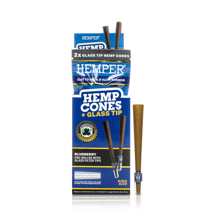 Pre-Rolled King Size Glass Tipped Hemp Cones | 2PK