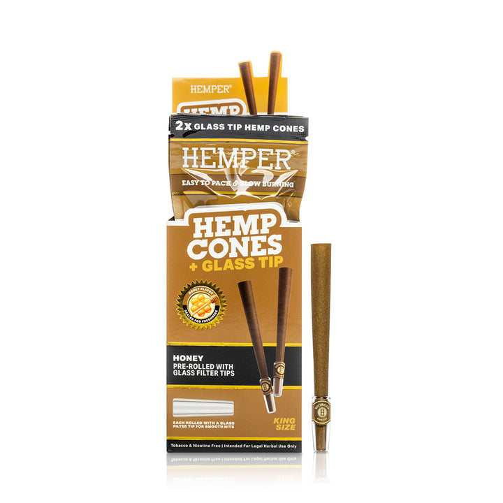 Pre-Rolled King Size Glass Tipped Hemp Cones | 2PK