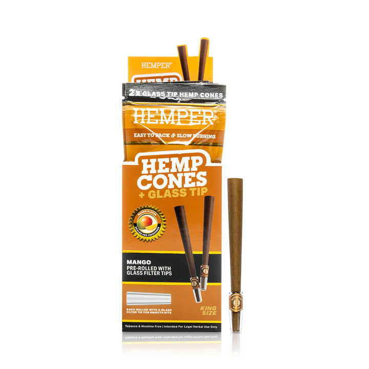 Pre-Rolled King Size Glass Tipped Hemp Cones | 2PK