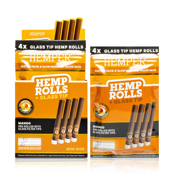 Pre-Rolled Mini Size Glass Tipped Hemp Rolls | 4PK