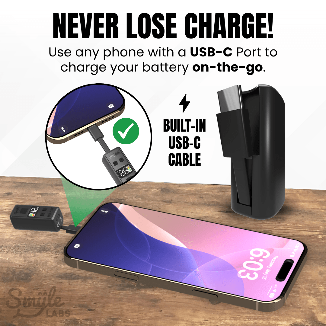 Mini Plug (20-PACK) 510 Cart Battery with Built-in USB-C Cable, Adjustable Voltage, LED Display