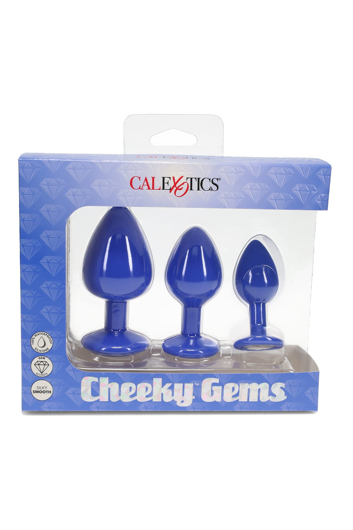 Cheeky Gems Silicone Butt Plug Set – 3-Piece – Jewel Base – Waterproof