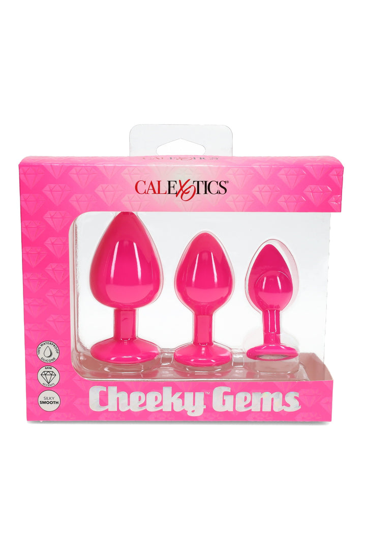 Cheeky Gems Silicone Butt Plug Set – 3-Piece – Jewel Base – Waterproof