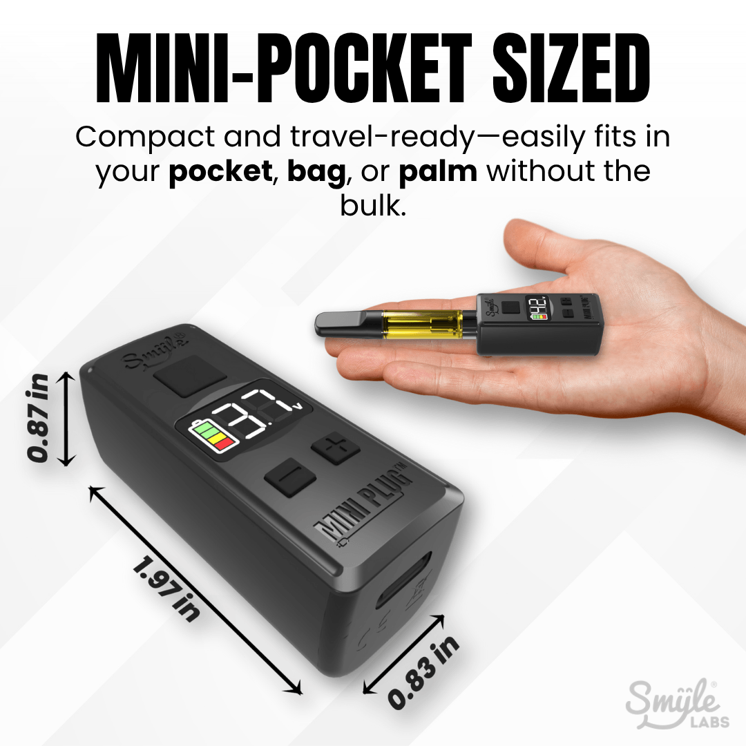 Mini Plug (20-PACK) 510 Cart Battery with Built-in USB-C Cable, Adjustable Voltage, LED Display