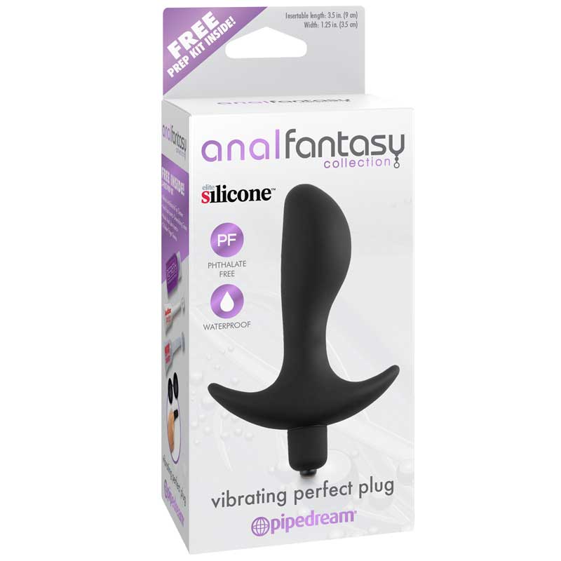 Anal Fantasy Collection Silicone Vibrating Perfect Plug Black by Pipedream | BDDbrands