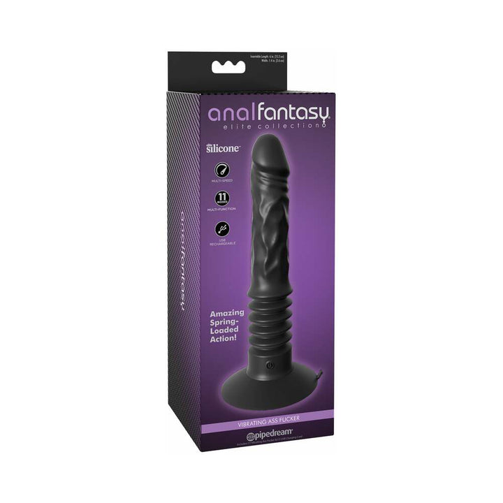 Anal Fantasy Elite Vibrating Ass Fucker 12 in. Thrusting Dildo With Suction Cup Black by Pipedream | BDDbrands