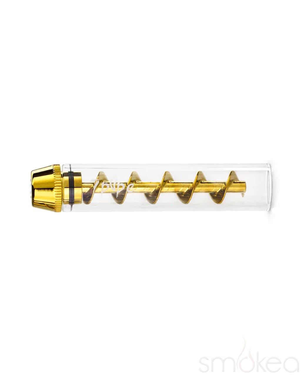 7 Pipe Twisty Glass Blunt Mini with gold spiral auger inside compact glass tube
