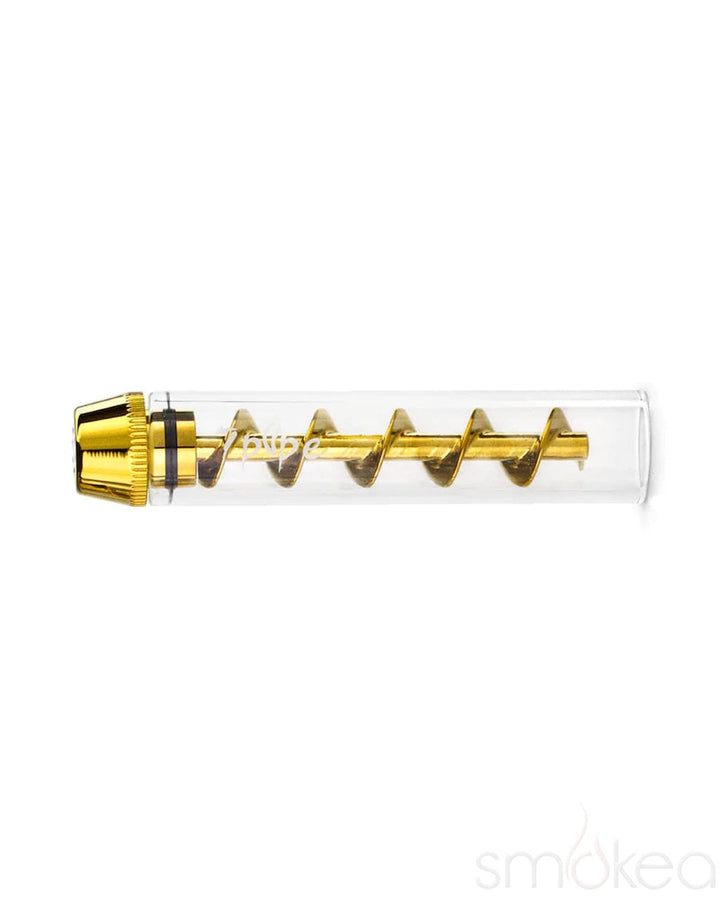 7 Pipe Twisty Glass Blunt Mini with gold spiral auger inside compact glass tube