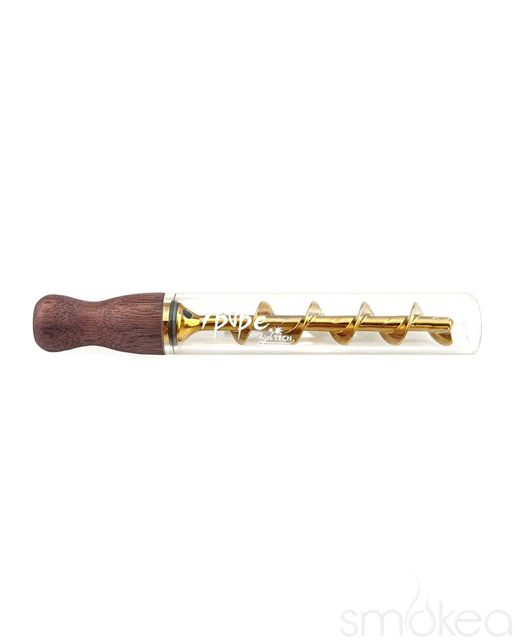7 Pipe Twisty Glass Blunt Wood with real wood mouthpiece and gold spiral auger
