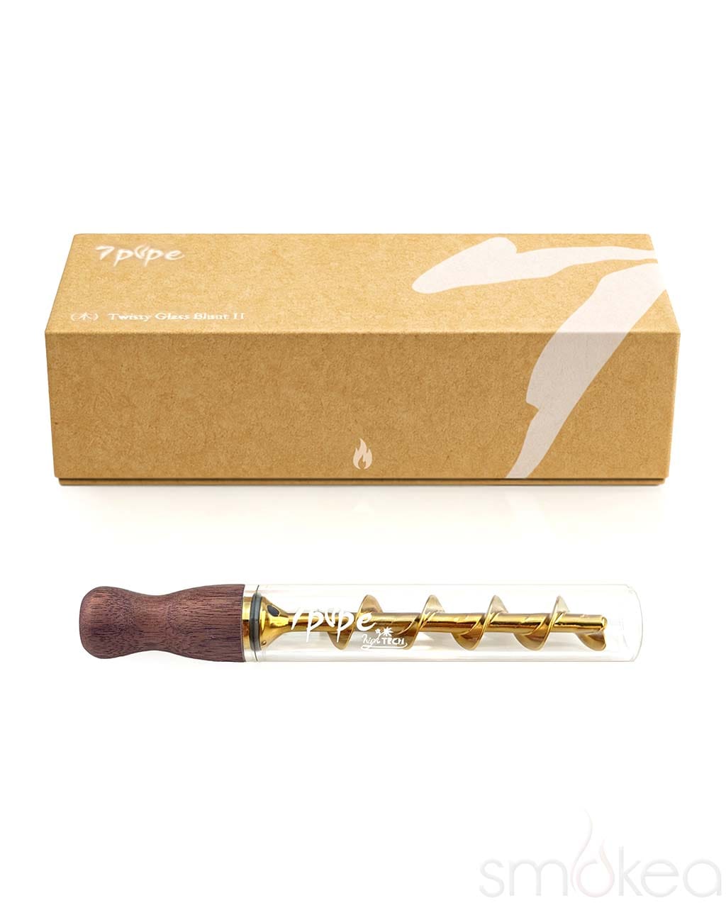 7 Pipe Twisty Glass Blunt Wood with retail packaging box