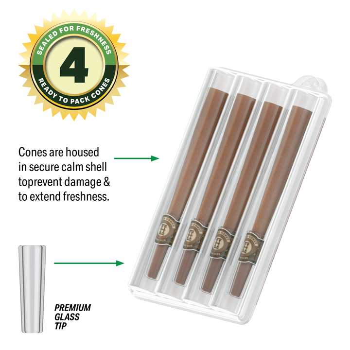 Pre-Rolled Mini Size Glass Tipped Hemp Cones | 4PK