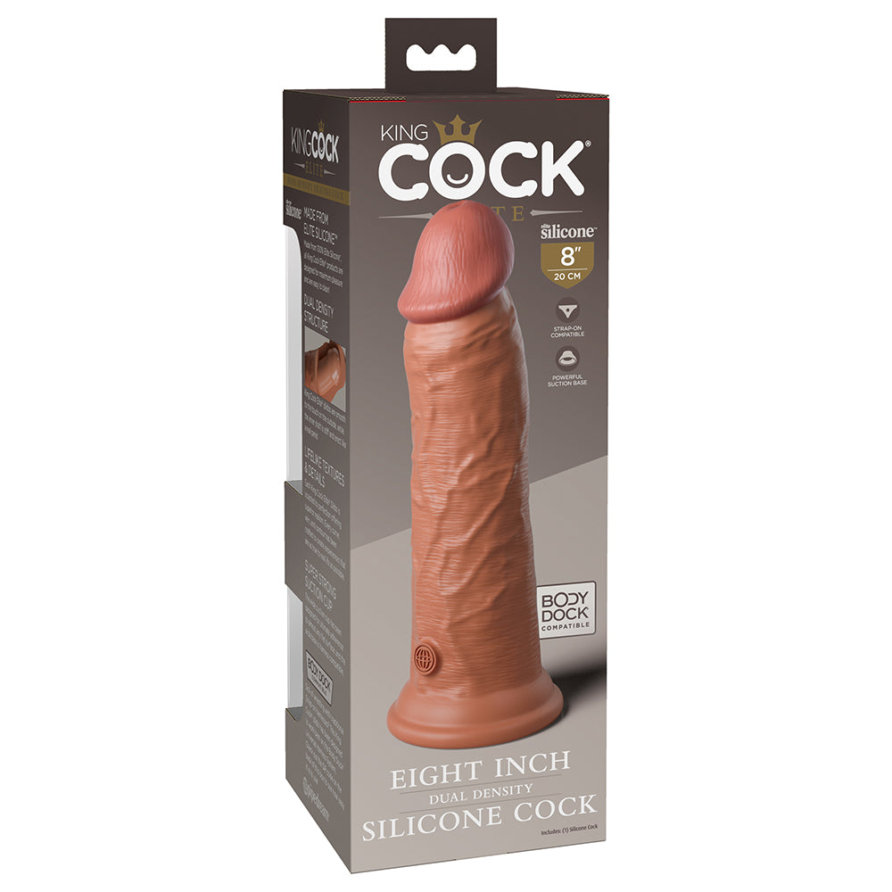 King Cock Elite 8 in. Dual Density Silicone Cock Realistic Dildo With Suction Cup Tan - view 2 | BDDbrands