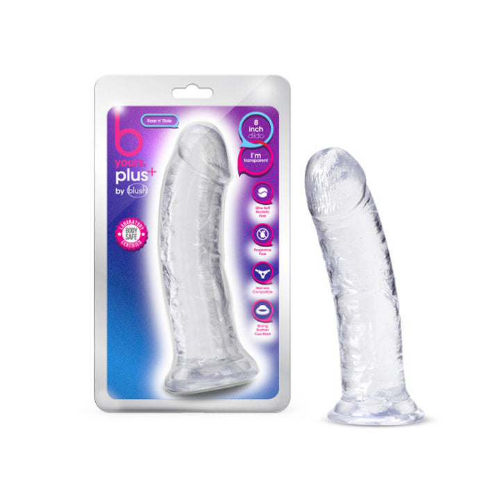 B Yours Plus Roar n' Ride 8 in. Dildo Clear by Blush | BDDbrands