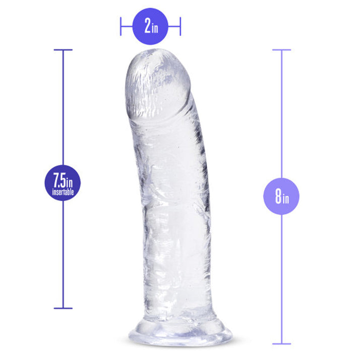 B Yours Plus Roar n' Ride 8 in. Dildo Clear - view 5 | BDDbrands