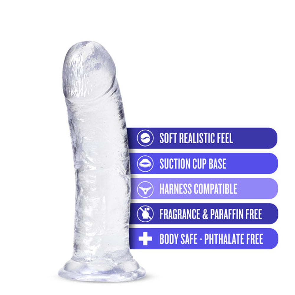 B Yours Plus Roar n' Ride 8 in. Dildo Clear - view 6 | BDDbrands