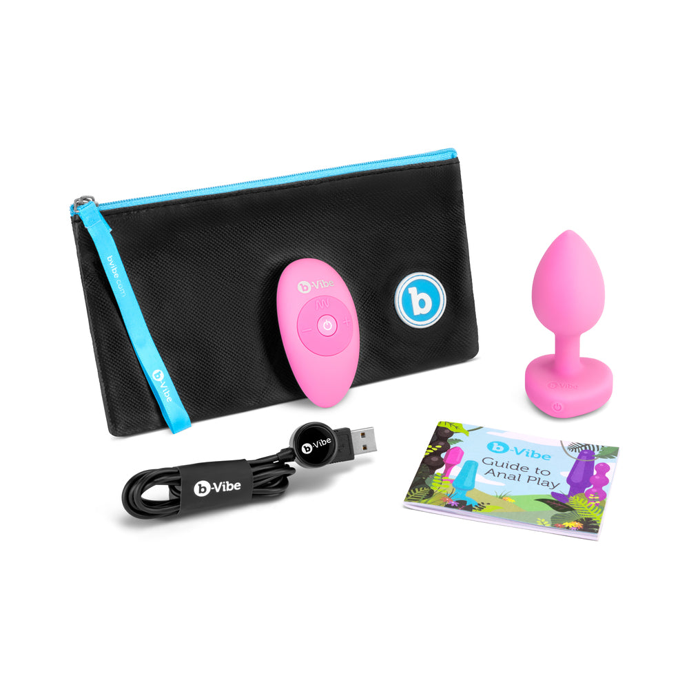 b-Vibe Vibrating Heart Anal Plug with Heart-Shaped Jewel Base S/M Pink by COTR Inc. | BDDbrands