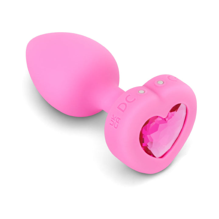 b-Vibe Vibrating Heart Anal Plug with Heart-Shaped Jewel Base S/M Pink - view 3 | BDDbrands