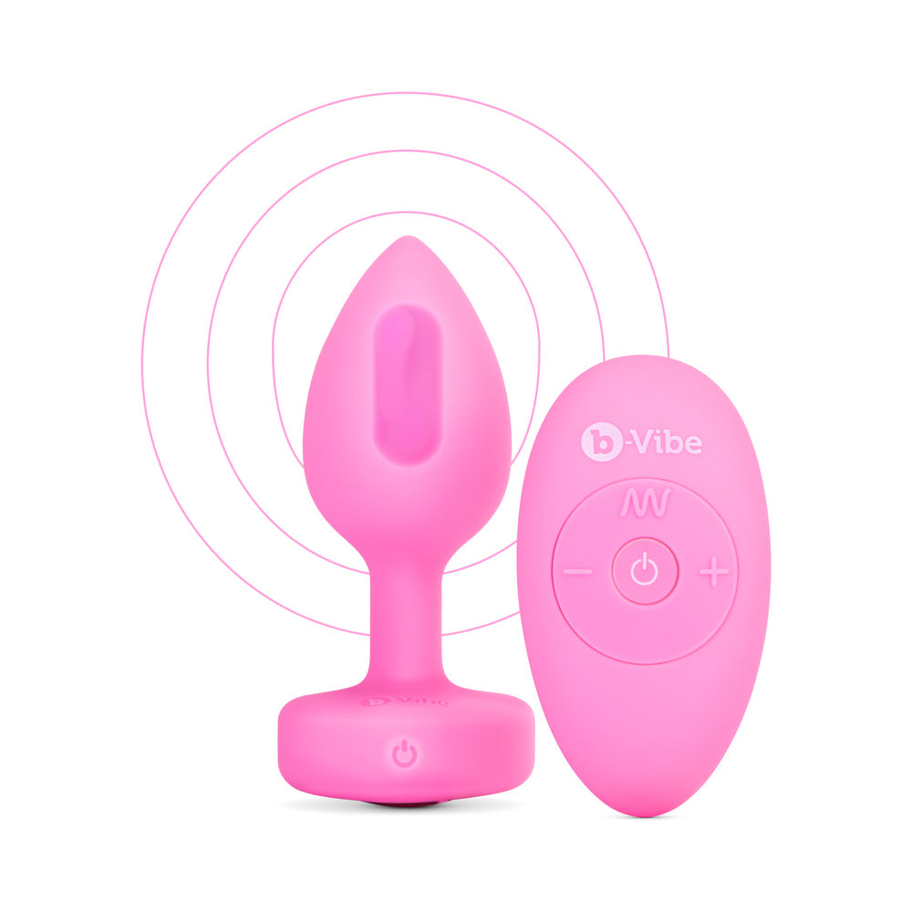 b-Vibe Vibrating Heart Anal Plug with Heart-Shaped Jewel Base S/M Pink - view 4 | BDDbrands