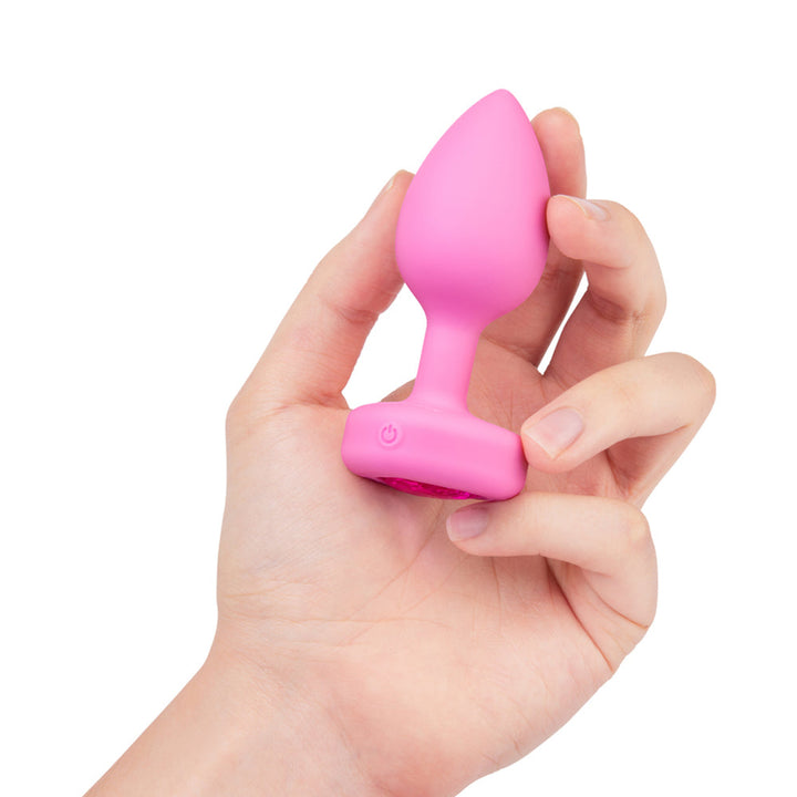 b-Vibe Vibrating Heart Anal Plug with Heart-Shaped Jewel Base S/M Pink - view 6 | BDDbrands