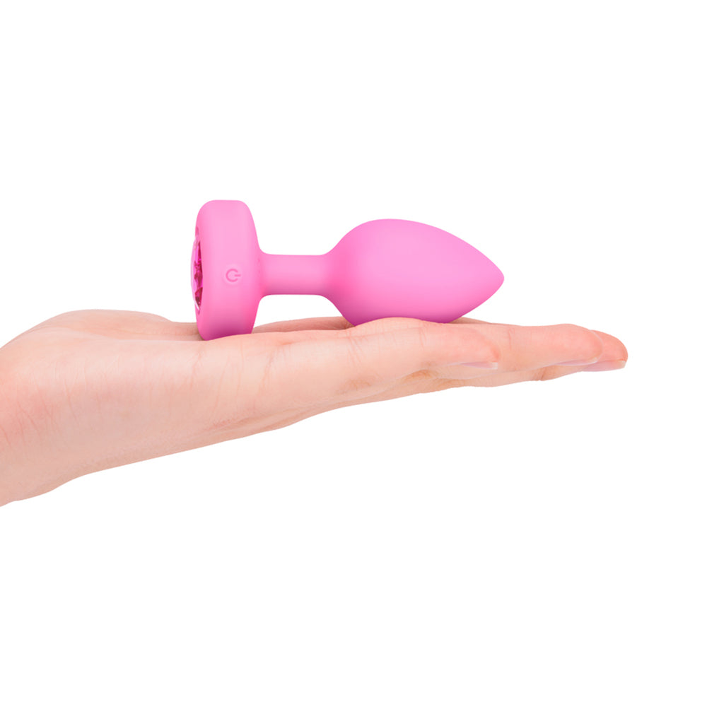 b-Vibe Vibrating Heart Anal Plug with Heart-Shaped Jewel Base S/M Pink - view 7 | BDDbrands