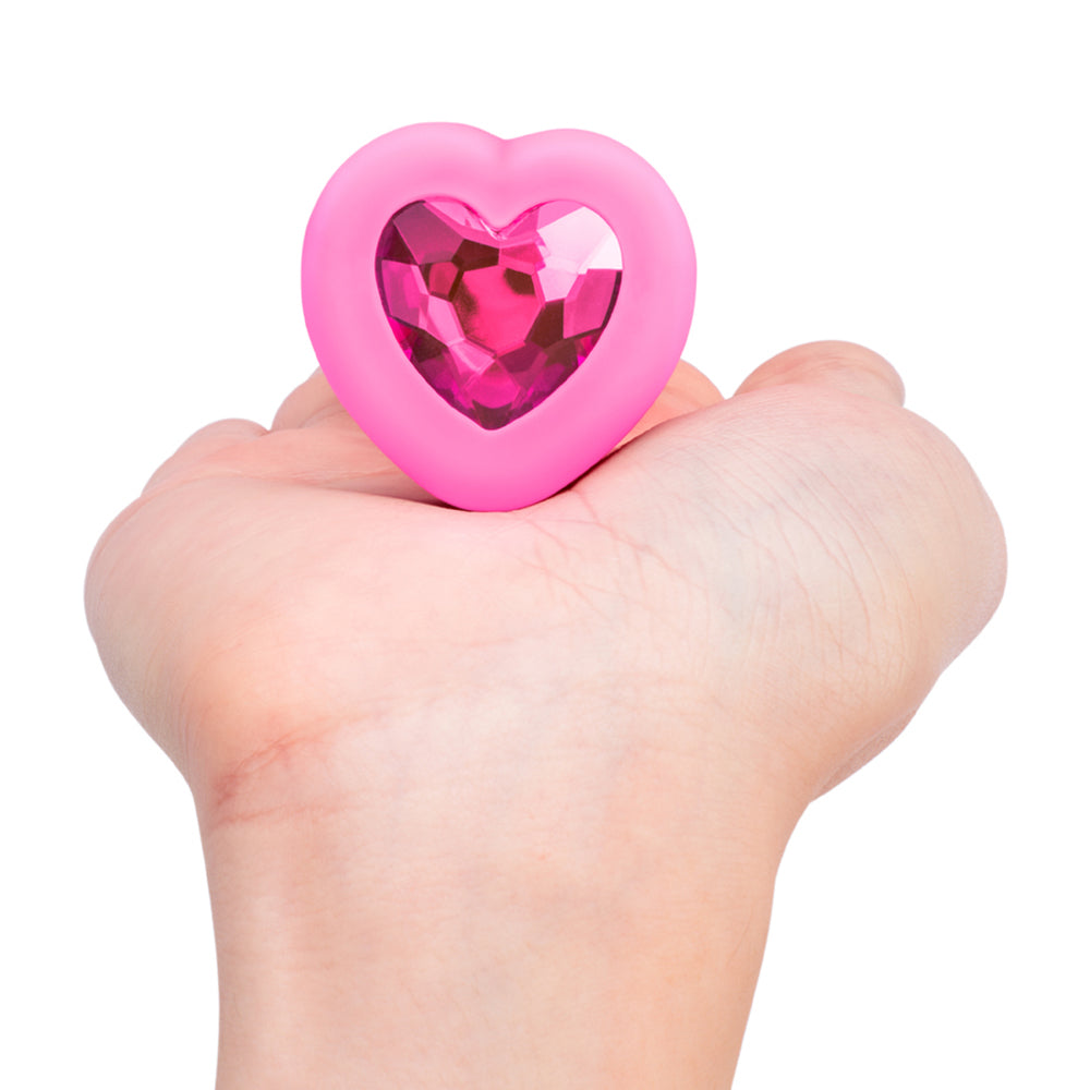 b-Vibe Vibrating Heart Anal Plug with Heart-Shaped Jewel Base S/M Pink - view 8 | BDDbrands