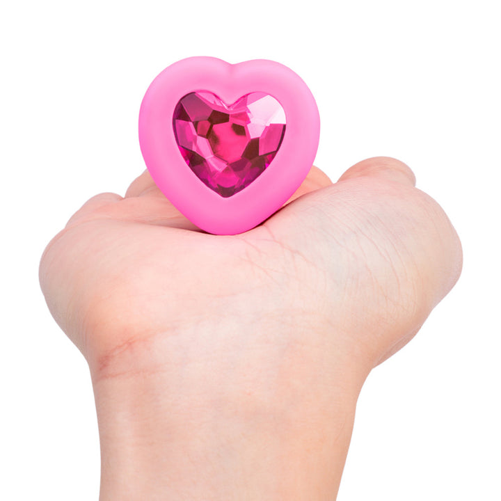 b-Vibe Vibrating Heart Anal Plug with Heart-Shaped Jewel Base S/M Pink - view 8 | BDDbrands