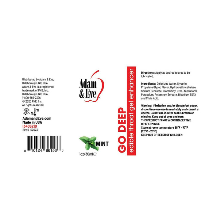 Adam & Eve Go Deep Edible Throat Gel Enhancer Mint 1 oz. - view 2 | BDDbrands