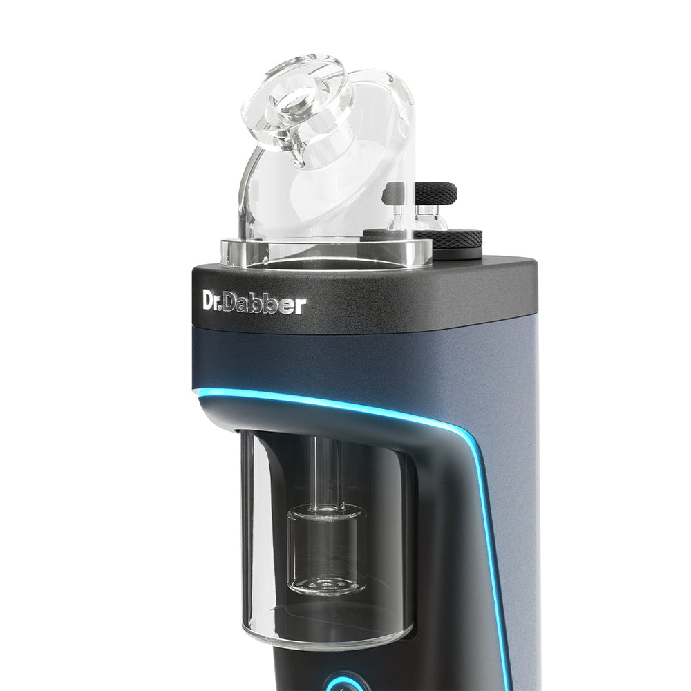 Close-up of the Dr. Dabber Switch 2 glass percolator seated in the induction heating chamber