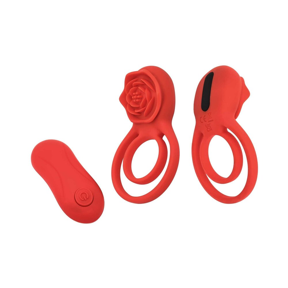 Adam & Eve Double Ring Vibrating Rose Cock Ring - view 2 | BDDbrands