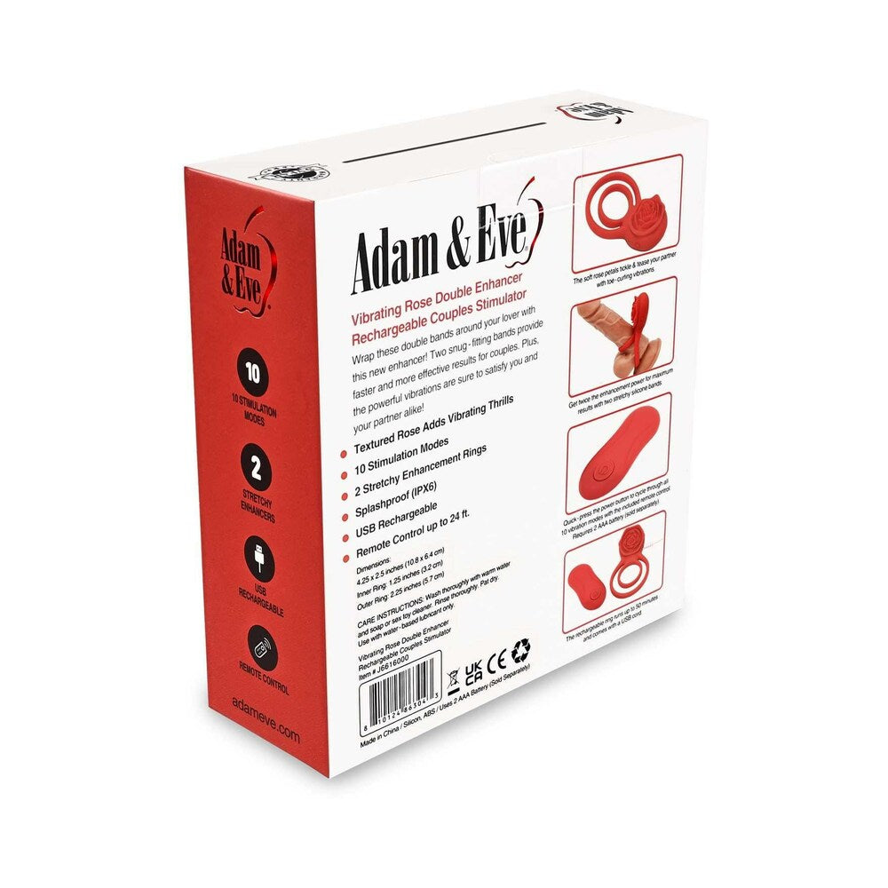 Adam & Eve Double Ring Vibrating Rose Cock Ring - view 9 | BDDbrands