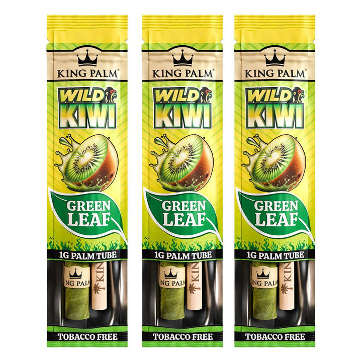 King Palm Mini Size Pre Rolled Palm Leaf Cones - Wild Kiwi - 3 Packs 3 Cones