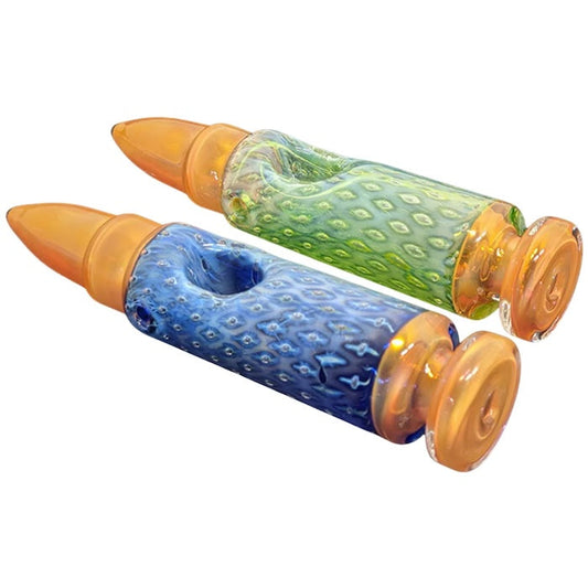 Silver & Gold Fumed Glass Bullet Pipe