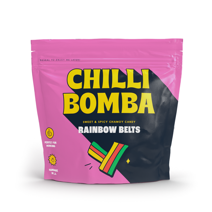 Chilli Bomba Rainbow Belts Chili Chamoy Candy 4oz Bag