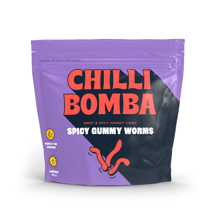 Chilli Bomba Spicy Gummy Worms Chamoy Candy - 8oz