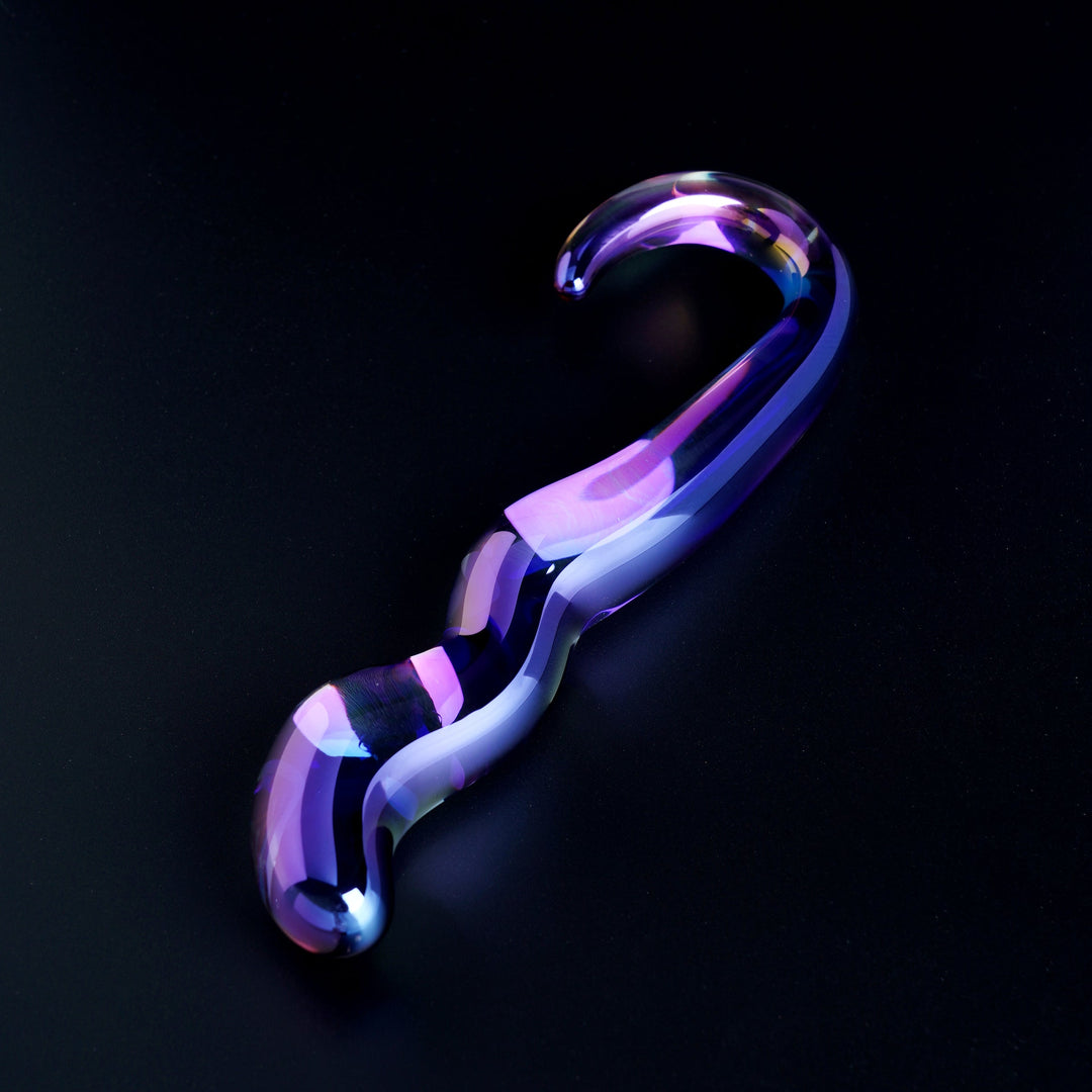 Blue Flame Curved Glass Dildo