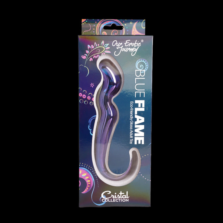 Blue Flame Curved Glass Dildo