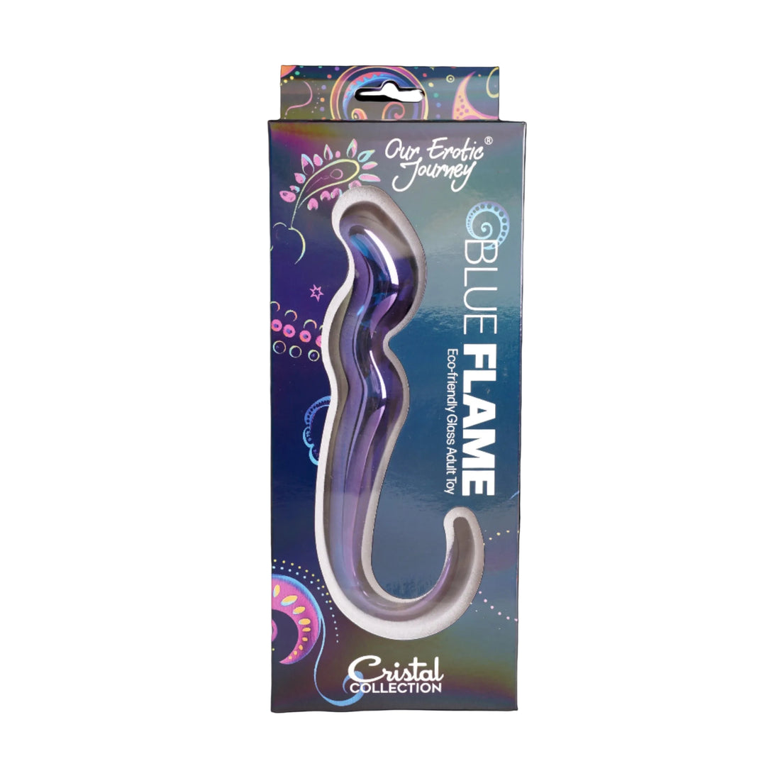Blue Flame Curved Glass Dildo
