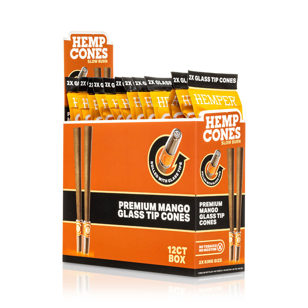 Pre-Rolled 2PK King Size Glass Tipped Hemp Cones| 12ct Display
