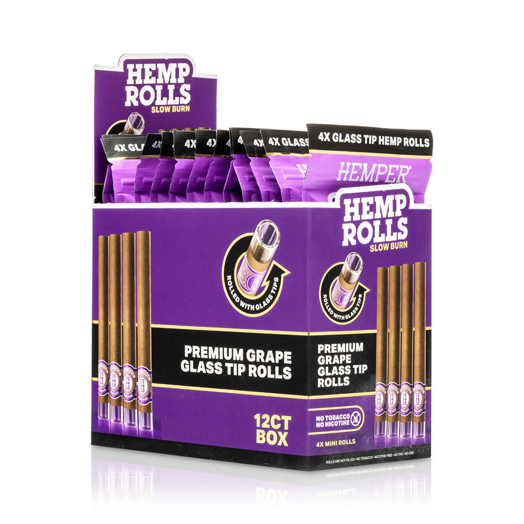 Pre-Rolled Mini Size Glass Tipped Hemp Rolls | 4PK