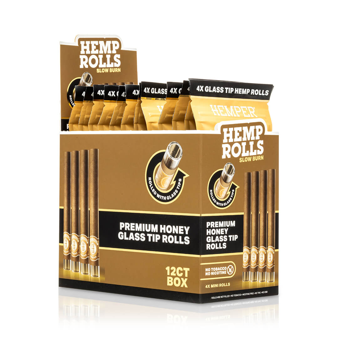 Pre-Rolled Mini Size Glass Tipped Hemp Rolls | 4PK
