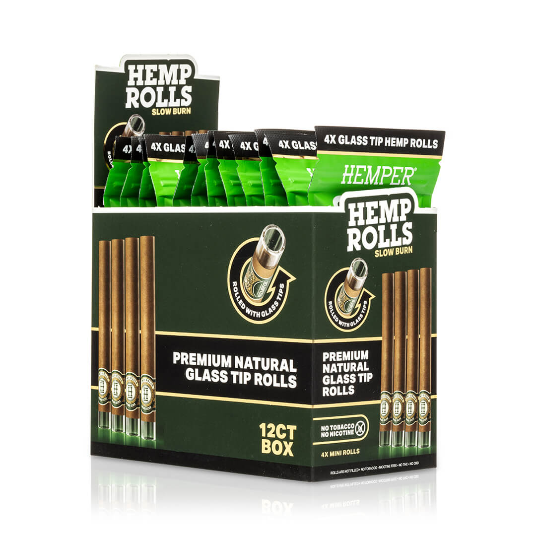 Pre-Rolled Mini Size Glass Tipped Hemp Rolls | 4PK