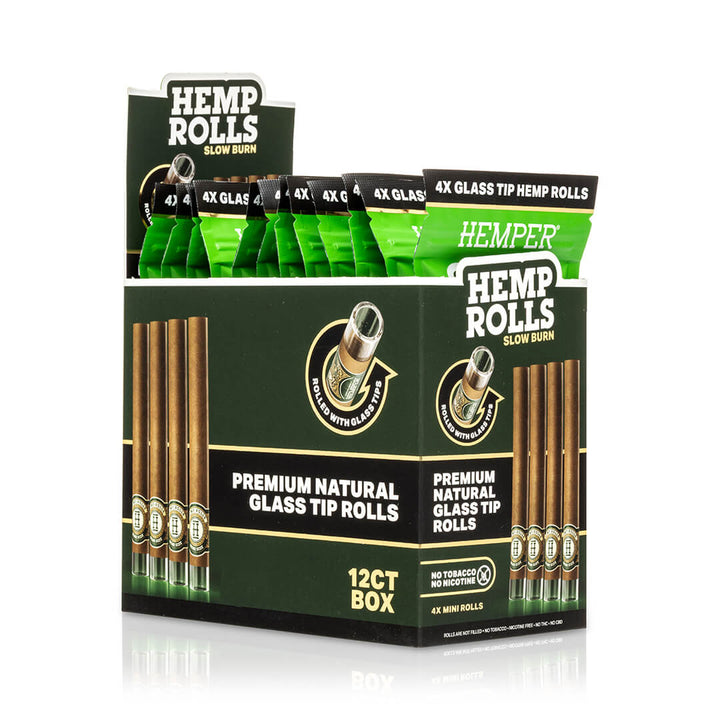Pre-Rolled Mini Size Glass Tipped Hemp Rolls | 4PK