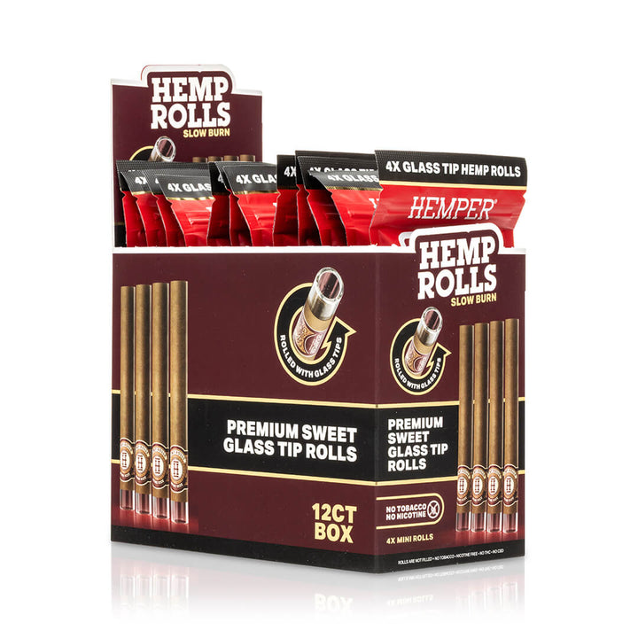 Pre-Rolled Mini Size Glass Tipped Hemp Rolls | 4PK