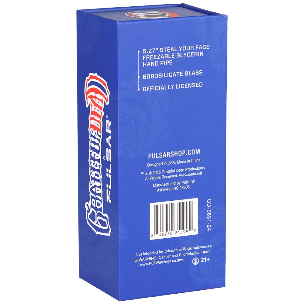 Grateful Dead x Pulsar Steal Your Face Glycerin Spiral Geometric Glass Hand Pipe - 5.25"