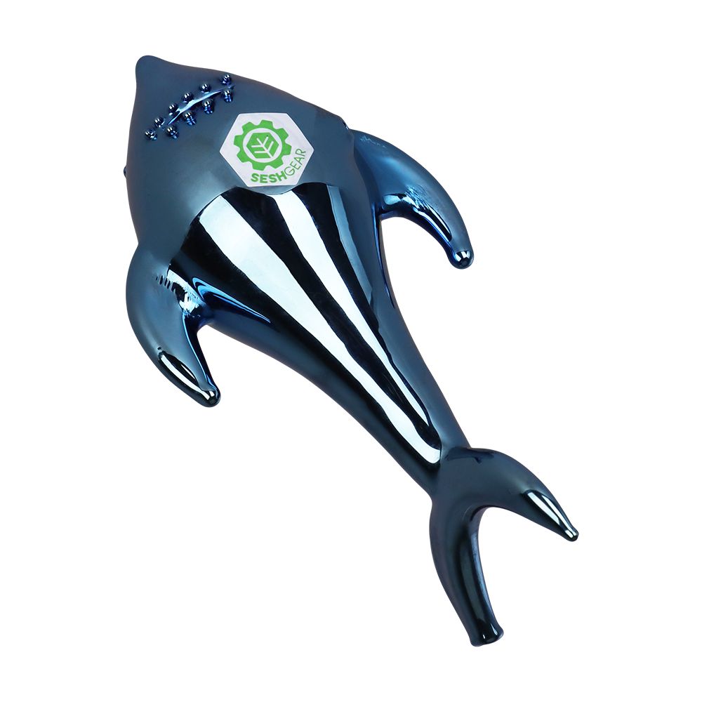 SeshGear Electroplated Cobalt Chomper Glass Hand Pipe - 5"
