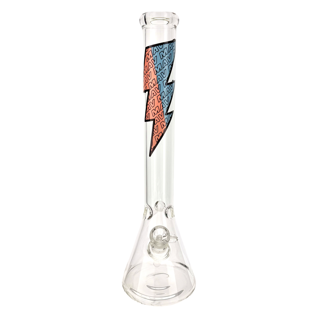 18" MAV bolt pink brown and blue classic Beaker Bong by MAV GLASS | BDDbrands